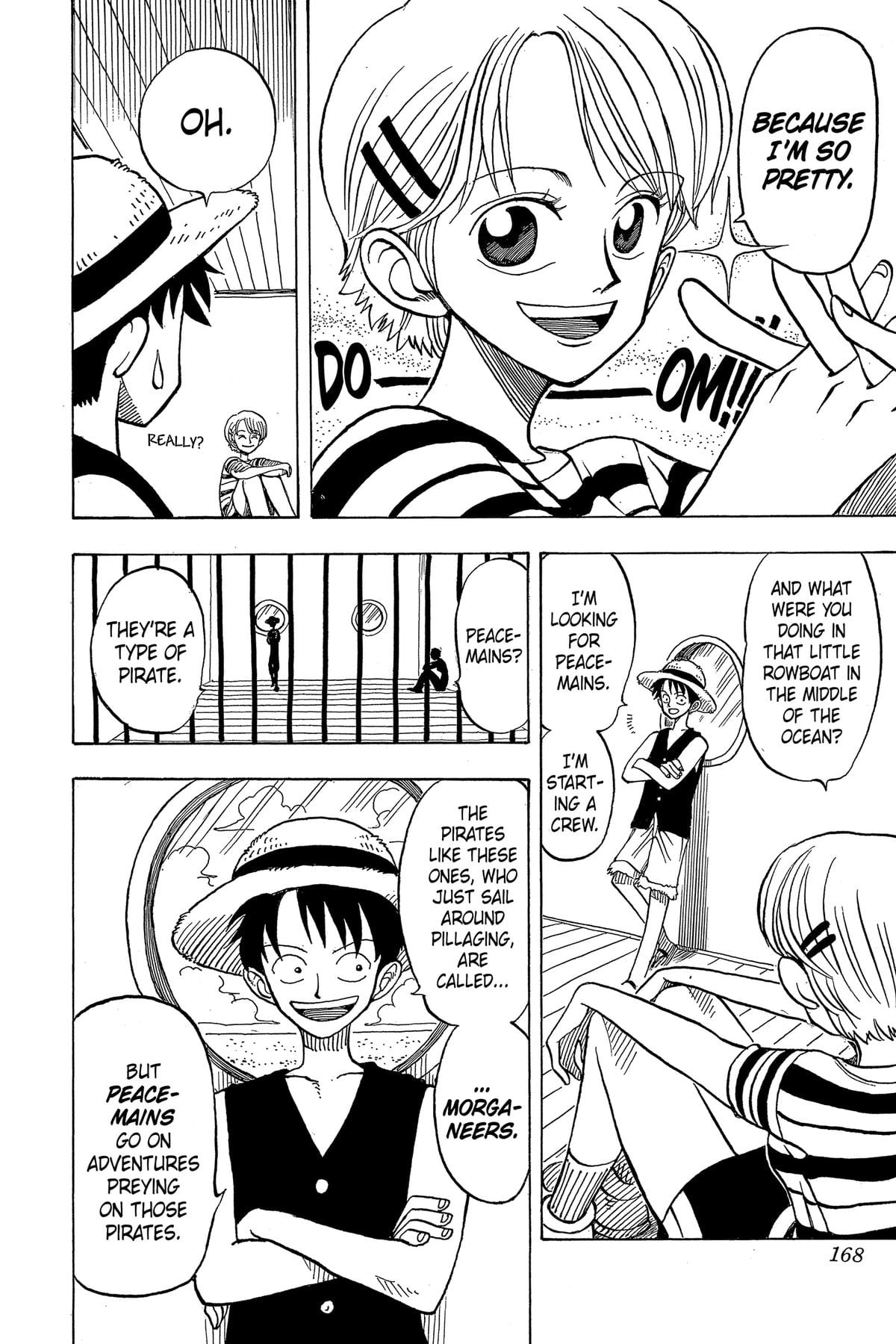 Panel de Romance Dawn avec Luffy et Ann.