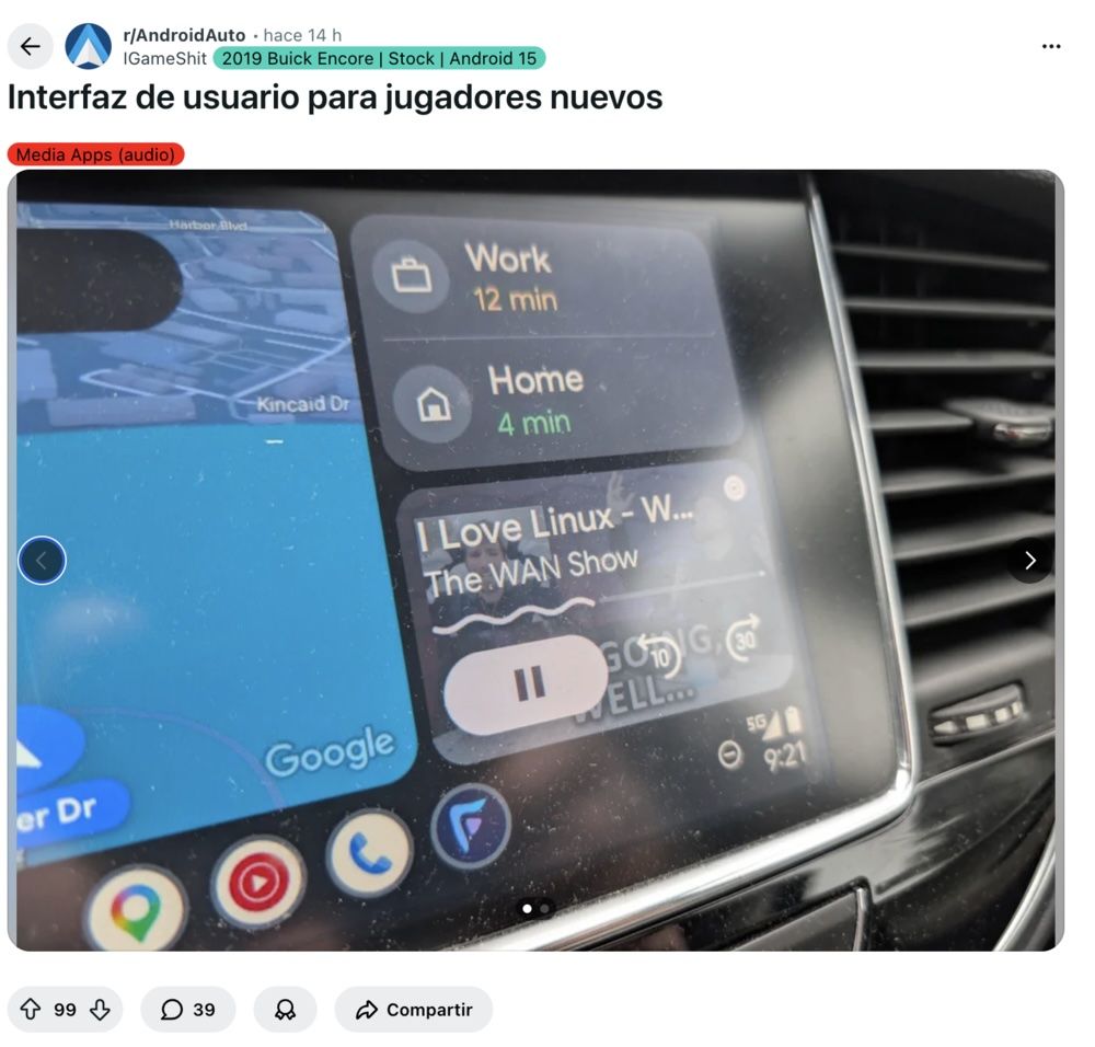 Image d'une voiture avec Android Auto