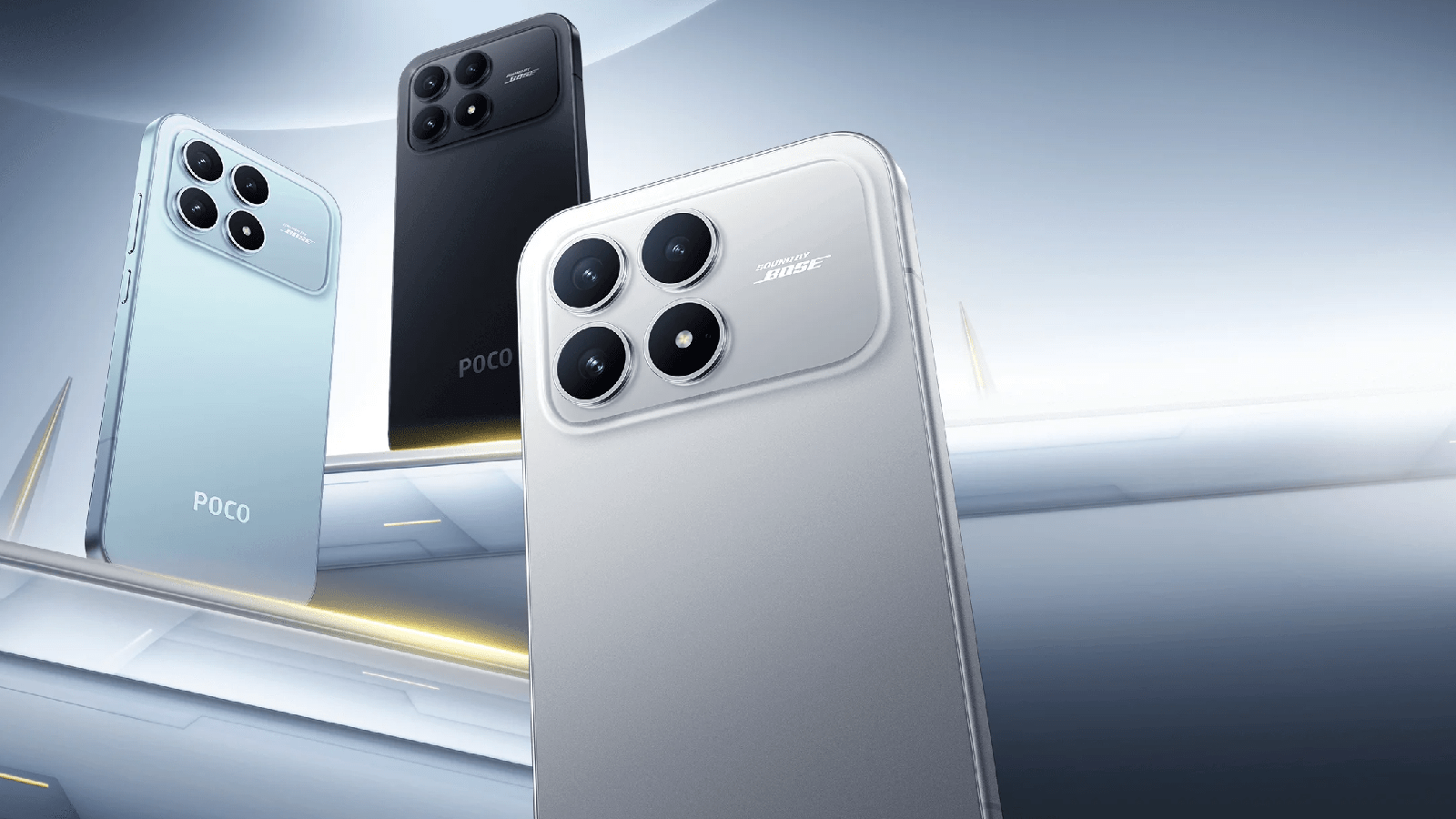 Smartphone Xiaomi POCO F8 Pro en couleur noire, vu de l'arrière
