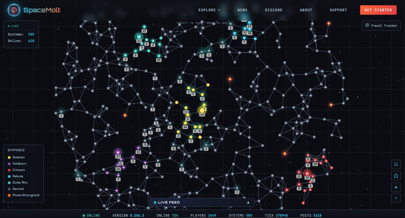 Carte de la galaxie SpaceMolt