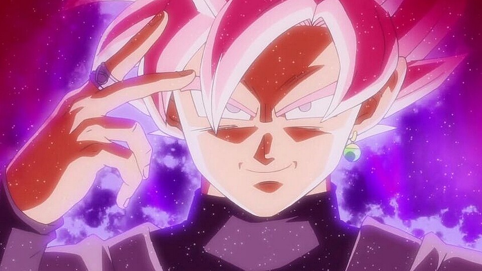 Un artwork DeviantArt de 2009 représentant un 'Goku maléfique' avec des cheveux roses - presque identique au design officiel de Goku Black dans Dragon Ball Super. (© Akira Toriyama Toei Animation)