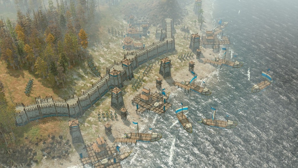 Empire Eternal - Capture d'écran d'une ville côtière avec des navires dans le port