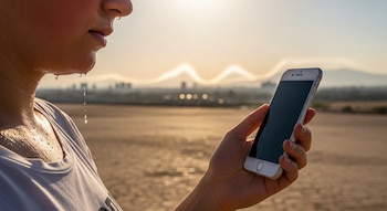 Une personne exposant un iPhone au soleil.