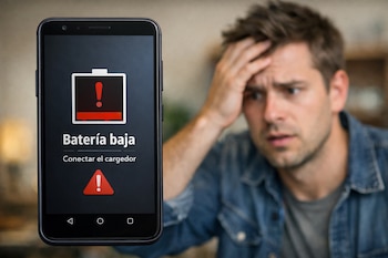 Un téléphone Android affichant une faible batterie.