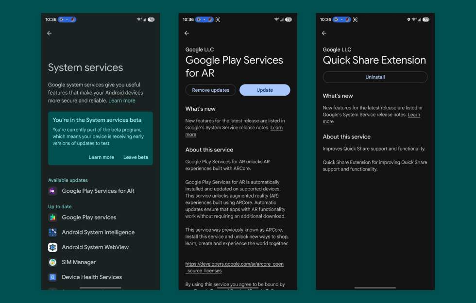 Mises à jour des services système Google