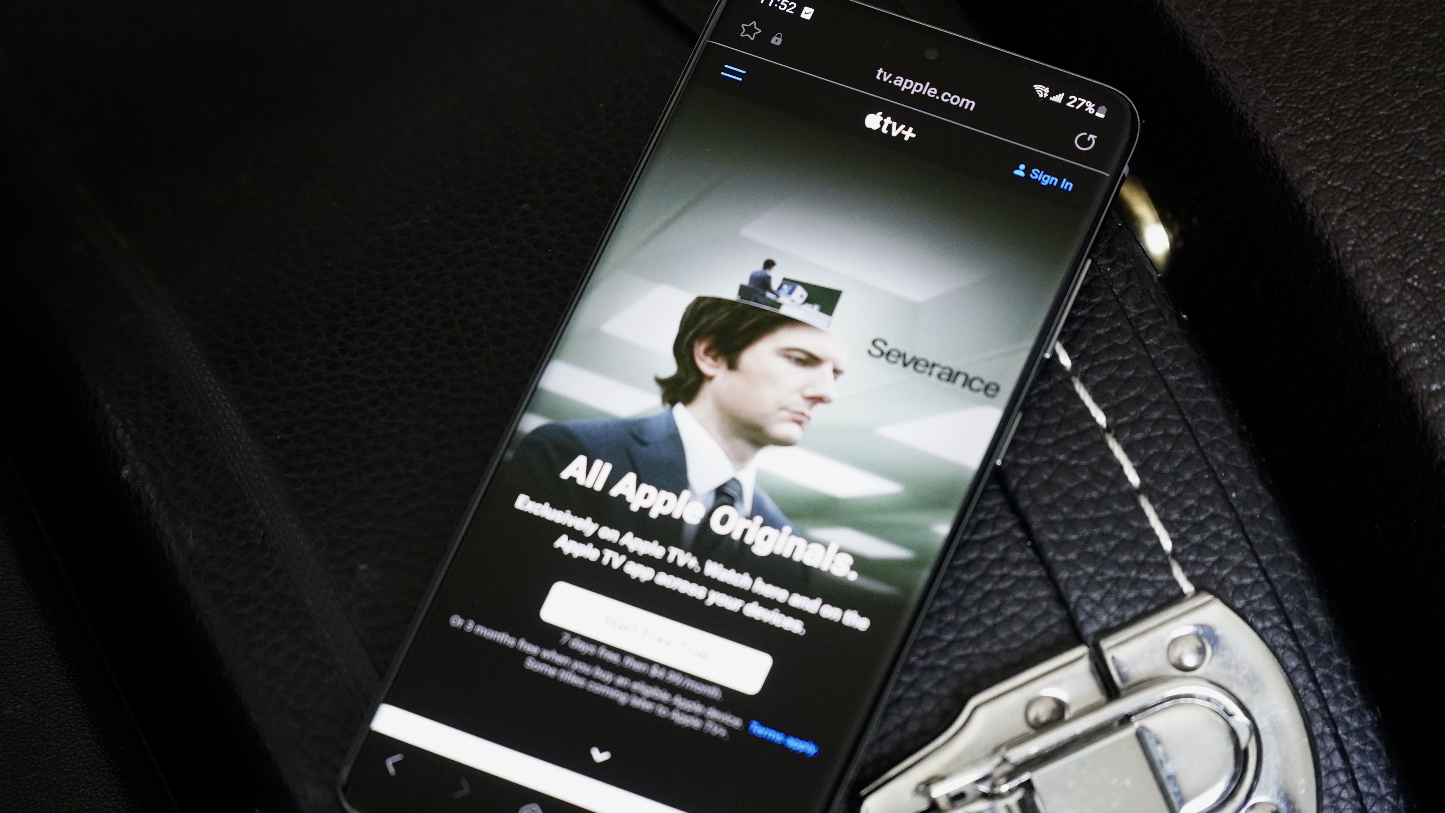 Apple TV dans le navigateur d'un Galaxy S20+