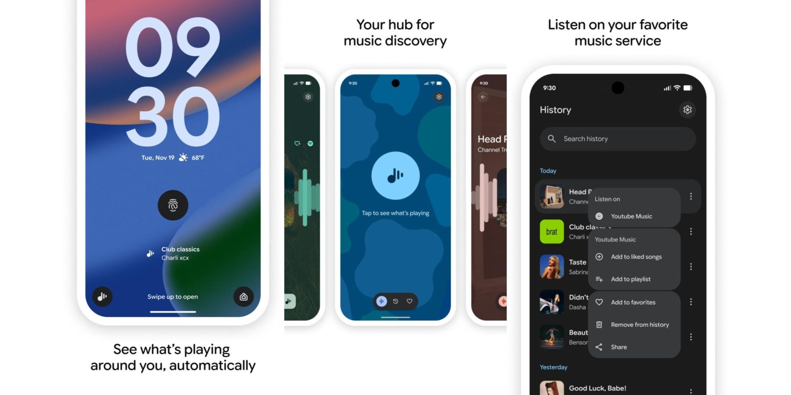 Nouveau design de Now Playing sur Pixel