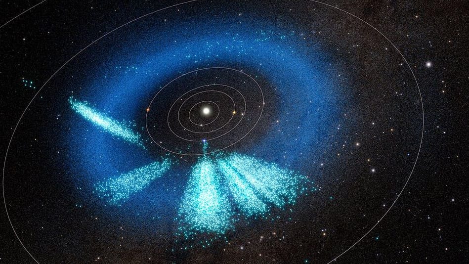 Rendu 3D d'astéroïdes découverts par l'Observatoire Rubin