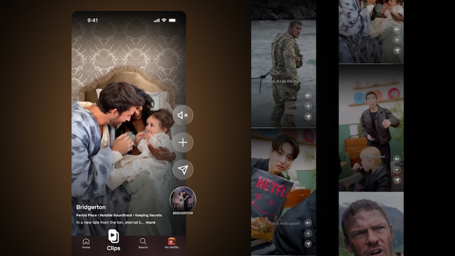 Interface du flux vertical de Netflix