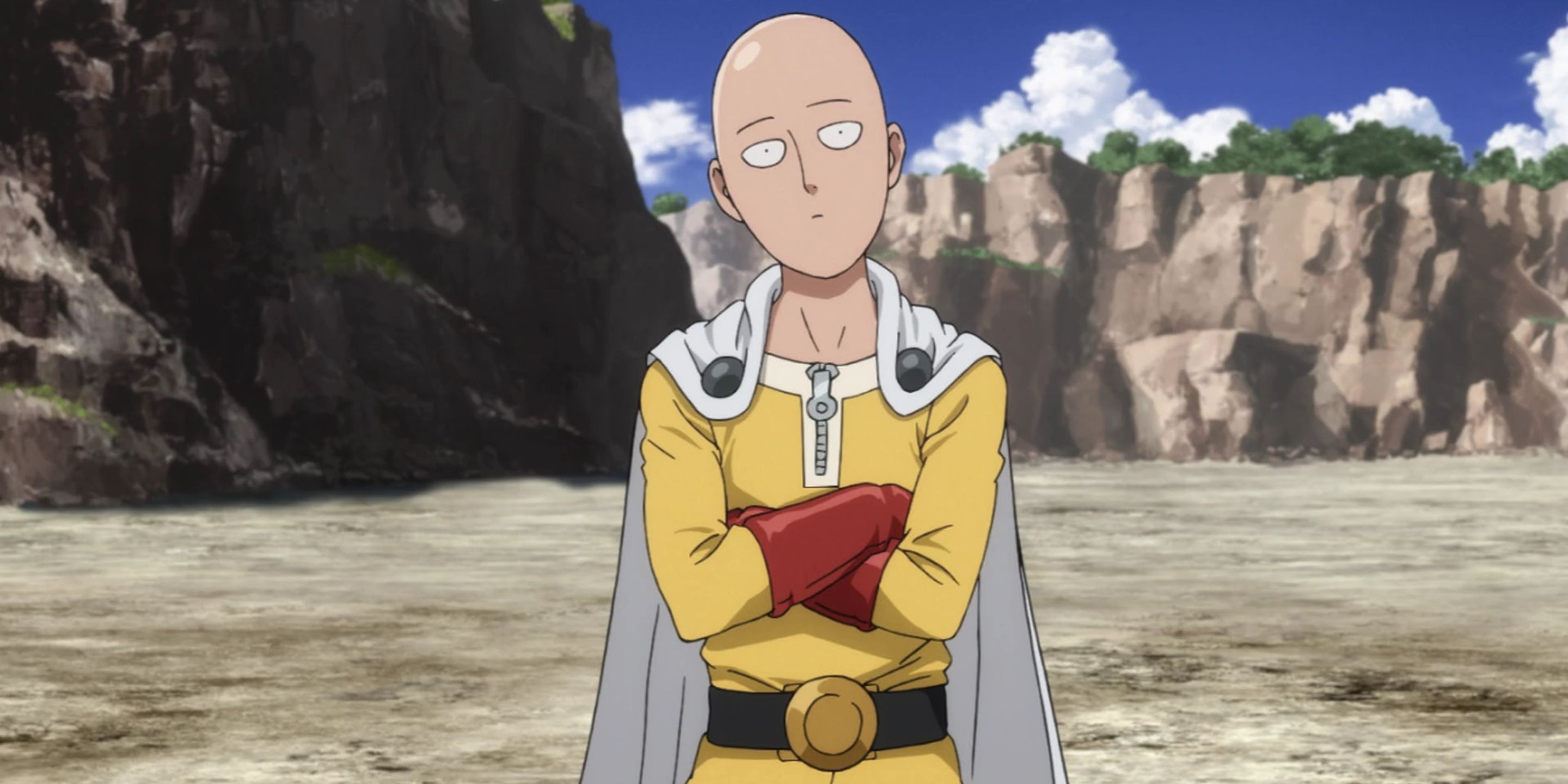 Saitama peu impressionné dans One Punch Man.