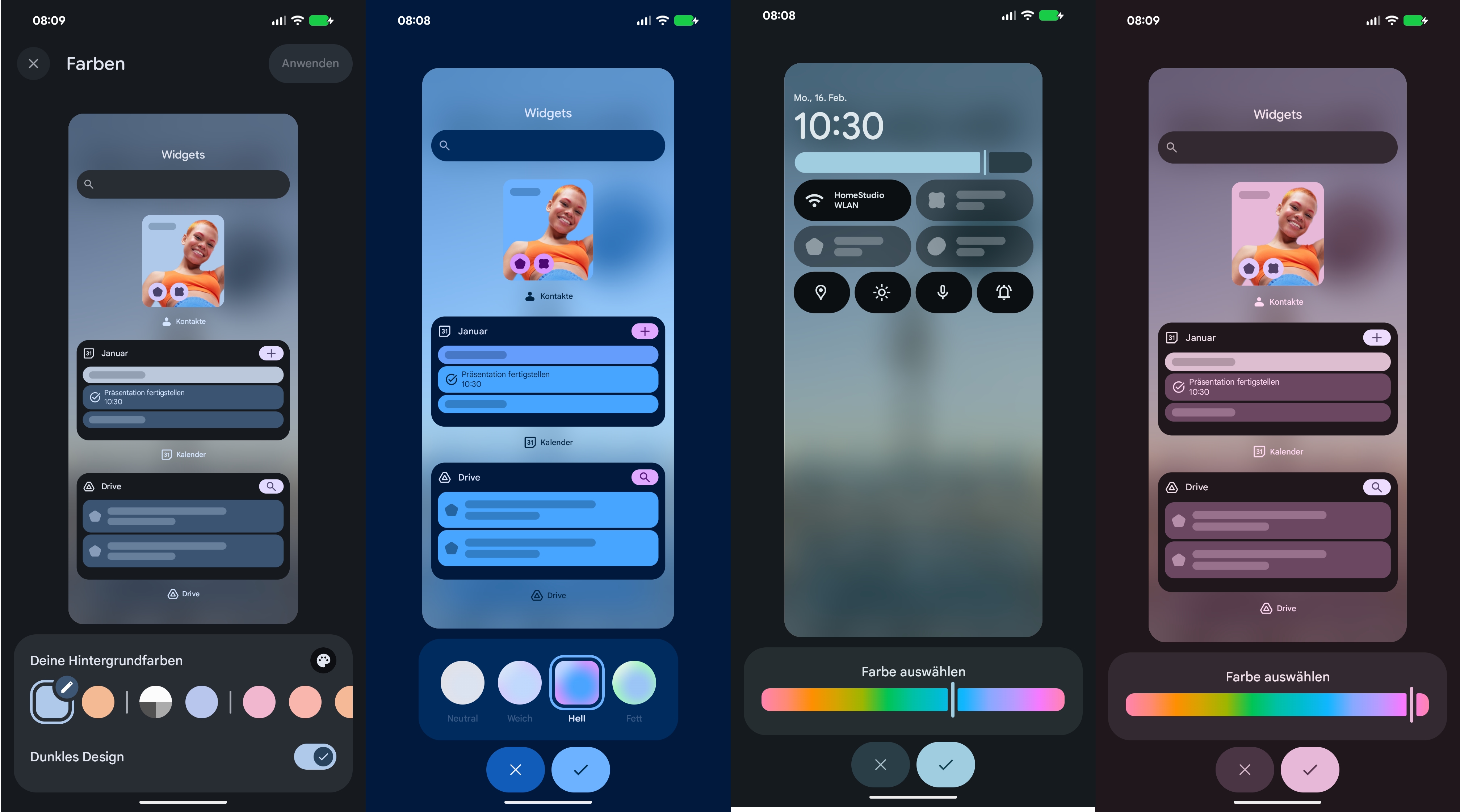Options de thème dans Android Canary